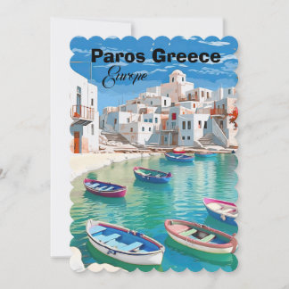 Arte de cartão postal de viagem de Paros Grécia, C