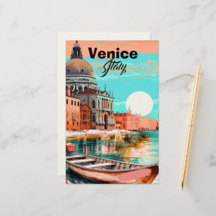Arte de Cartão Postal de Viagem de Veneza, Cartão