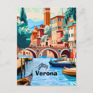 Arte de cartão postal de viagem de Verona Itália,