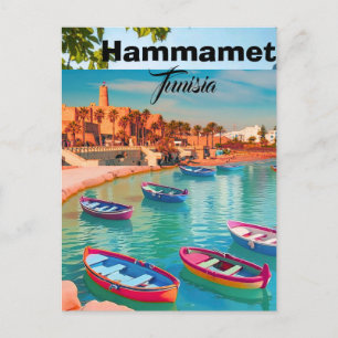 Arte de Cartão Postal de Viagem Hammamet Tunísia, 