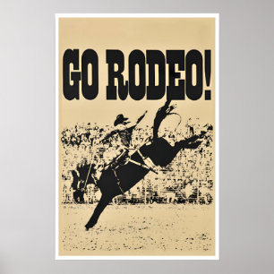 Arte de Cartaz de Rodeio Impressão Western Cowboy