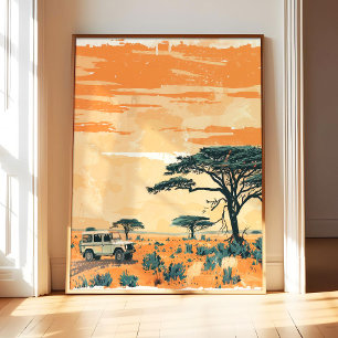 Arte de Cartaz de Safari Africano, Impressão Retro