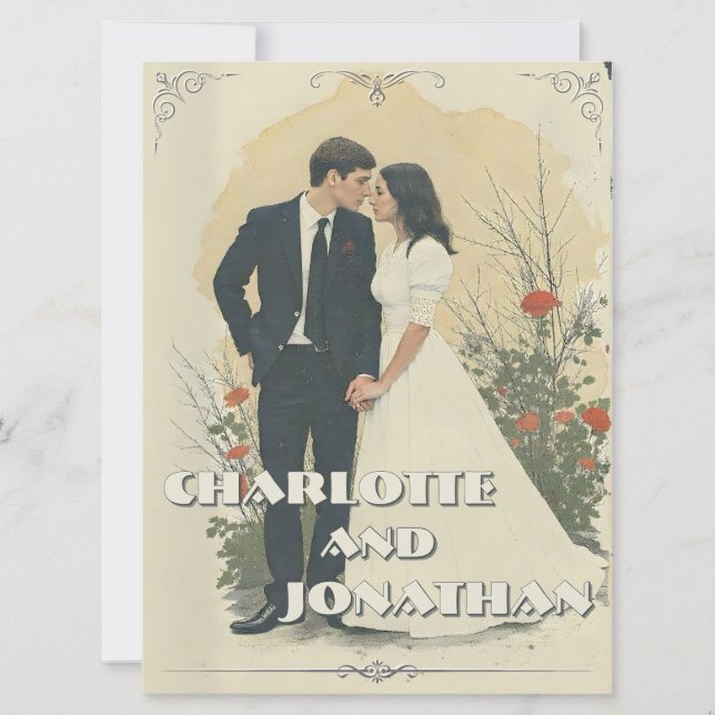 Arte de Casal de Noivado Vintage Romântico (Frente)