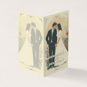 Arte de Casal de Noivado Vintage Romântico