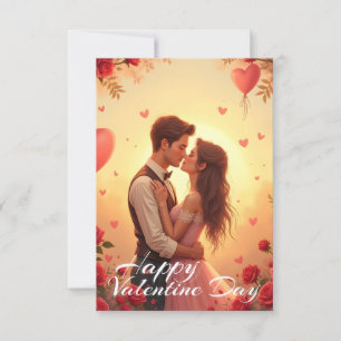 Arte de Casal Feliz no Dia dos Namorados Romântico