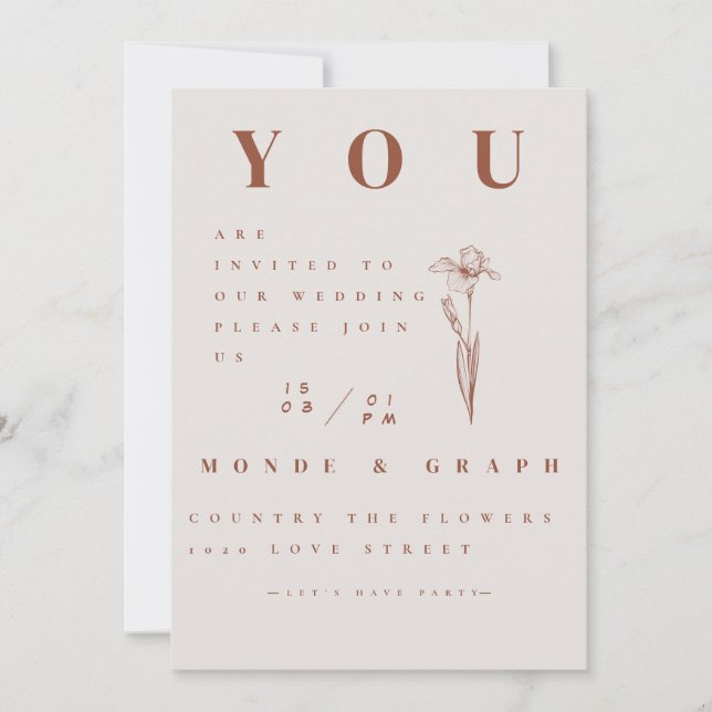 Arte de Convites de Casamento (Frente)