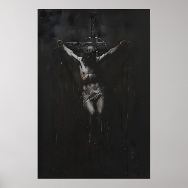 Arte de Crucificação Escura Impressão Gótica Relig (Frente)