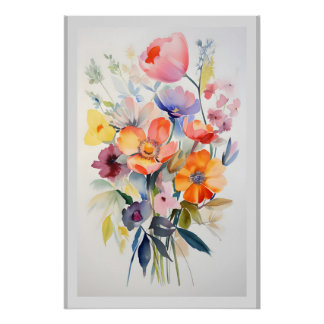 Arte de Decoração de Parede Floral Contemporânea #