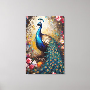 Arte de decoração de pavões com flores lindas