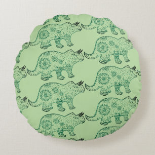 Arte de dinossauro Mandala Almofada redonda