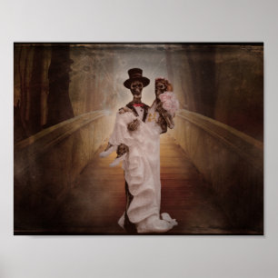 arte de esqueleto do poster dos noivos