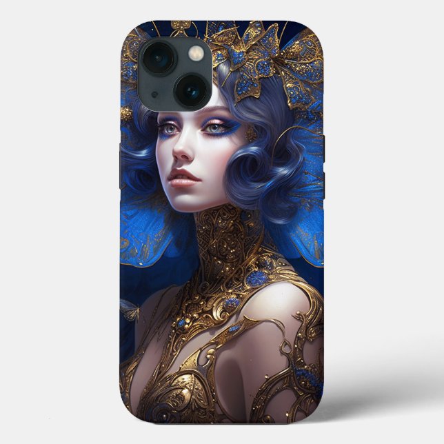Arte de fantasia de fada Dourada azul (Verso)