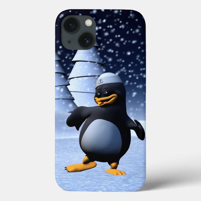 Arte de Férias de Inverno Adorável de Pinguim Mari (Verso)