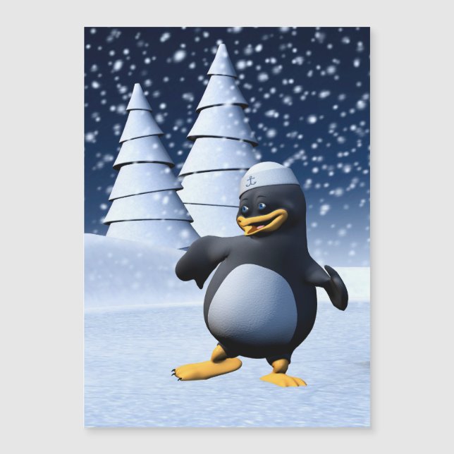 Arte de Férias de Inverno Adorável de Pinguim Mari (Frente)