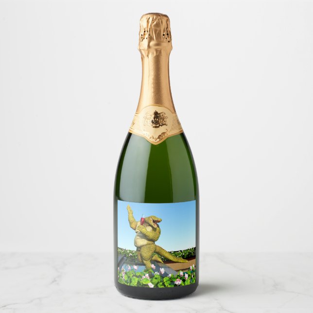 Arte de festa de champanhe de crocodilo engraçado  (Frente)