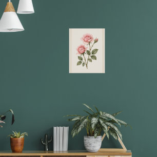 Arte de flor de rosa, impressão de arte de parede 