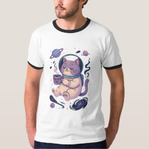 Arte de Gato Cósmico Fofo Caneca e Camiseta de C