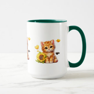 Arte de Gato Engraçado Sentado em Xícara de Café