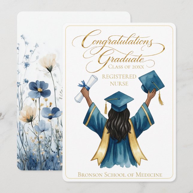Arte de Graduação Floral Radiante RN (Frente/Verso)