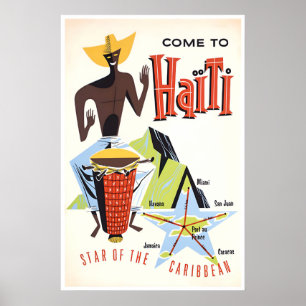 Arte de Haiti Vintage Impressão Cartaz de Viagem H