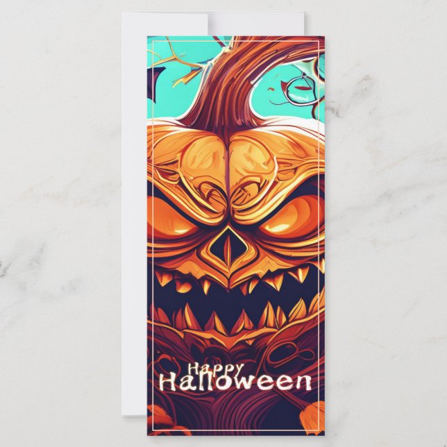 Arte de Halloween de Morcego com Abóbora Feroz (Frente)
