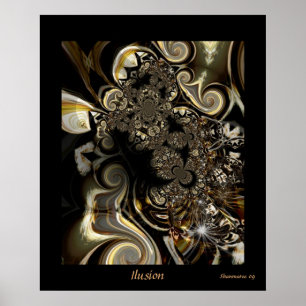Arte de Ilusão Abstrata Digital em Poster