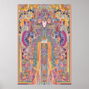Arte de Impressão da Deusa Mística Mandala Psicodé
