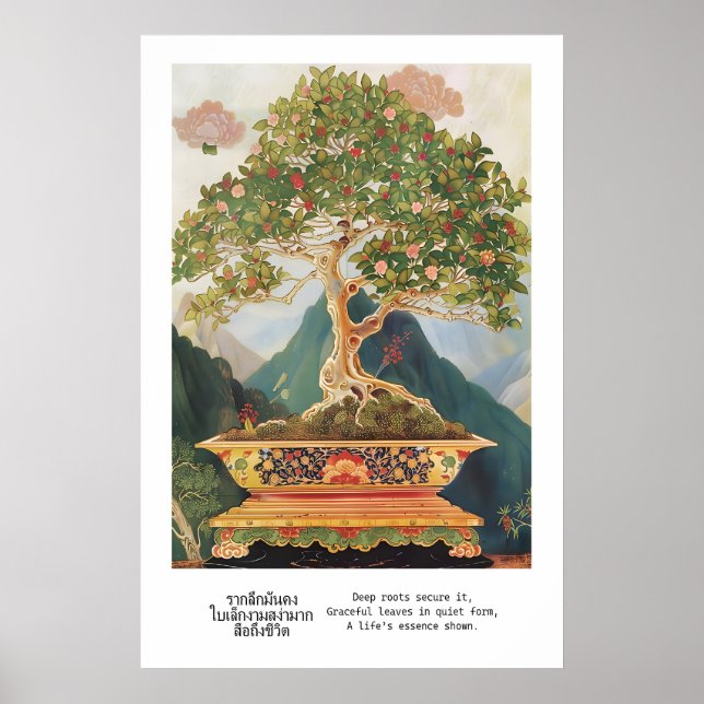 Arte de Impressão de Árvore Bonsai Tailandesa Trad (Frente)