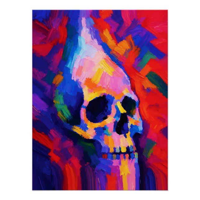 Arte de Impressão de Caveira Abstrata na Parede (Frente)