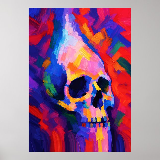 Arte de Impressão de Caveira Abstrata na Parede (Frente)