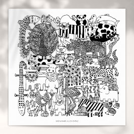 Arte de impressão de desenho em preto e branco de 