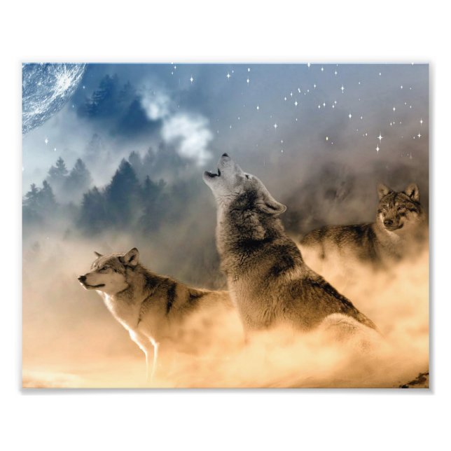 Arte de Impressão de Foto de Lobos (Frente)
