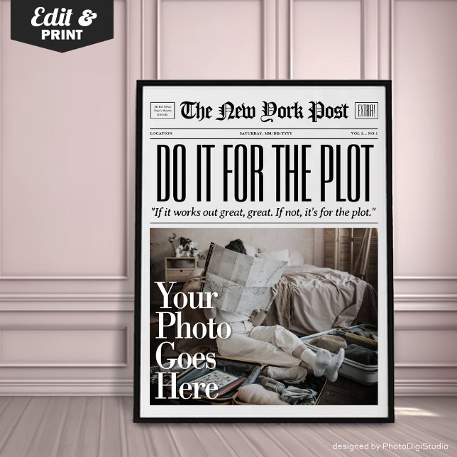 Arte de Impressão de Jornal Personalizado Faça Por (Custom Art Trendy Newspaper Print, Do it for The Plot, Hot Girls Poster, New York News)