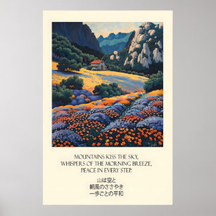 Arte de Impressão de Paisagem Floral Montanhesa Ca