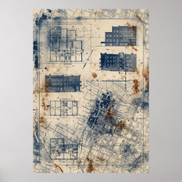 Arte de Impressão de Planta Arquitetônica de Edifí