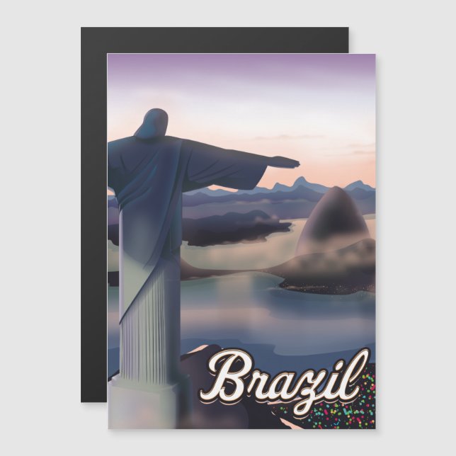 Arte de impressão de pôster de viagem do Brasil. (Frente/Verso)
