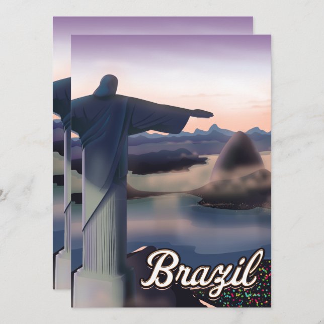 Arte de impressão de pôster de viagem do Brasil. (Frente/Verso)