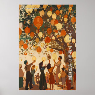 Arte de Impressão do Festival de Lanternas Chinês