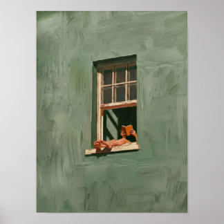 Arte de Impressão em Óleo de Leitura em Verde Salg