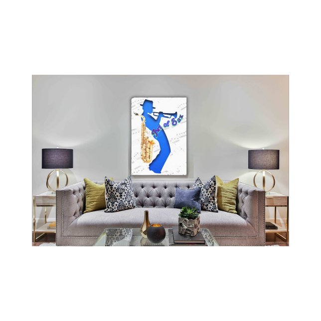 Arte de Impressão em Tela de Músico de Sax (Criador carregado)