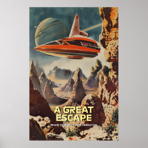 Arte de Impressão Espacial Retro-Futurista Alien
