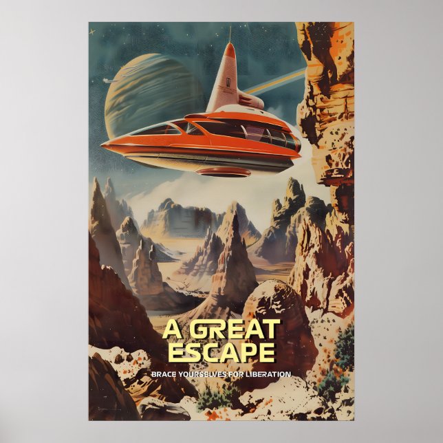 Arte de Impressão Espacial Retro-Futurista Alien (Frente)