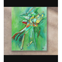 Arte de Linha Abstrata Colorida Verde Decoração Mo