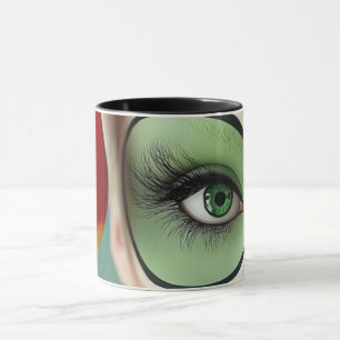 Arte de Linha Abstrata Moderna Caneca Preta Co M