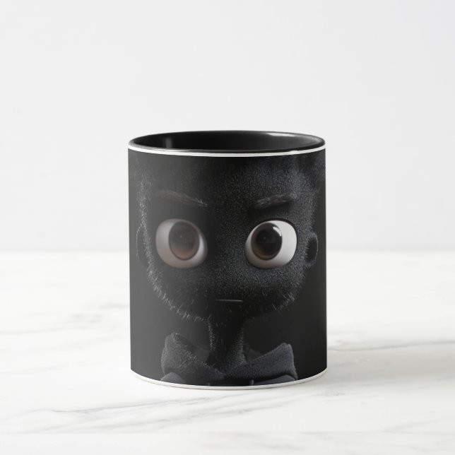 Arte de Linha Abstrata Moderna Caneca Preta | Co M (Centro)