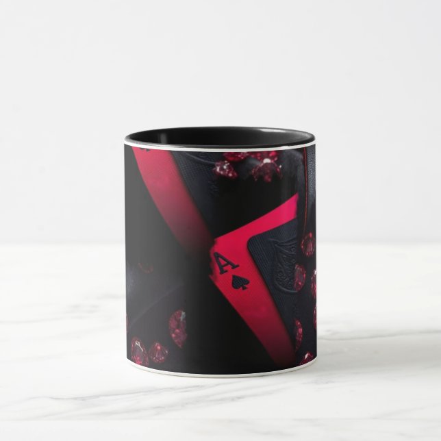 Arte de Linha Abstrata Moderna Caneca Preta | Co M (Centro)