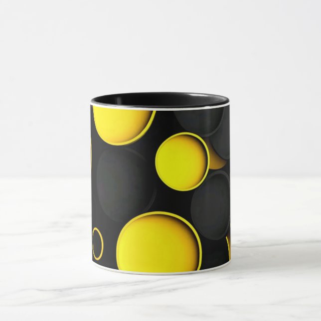 Arte de Linha Abstrata Moderna Caneca Preta | Co M (Centro)