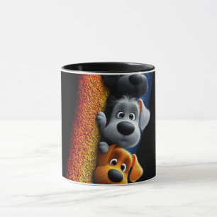 Arte de Linha Abstrata Moderna Caneca Preta Co M
