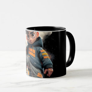 Arte de Linha Abstrata Moderna Caneca Preta Co M