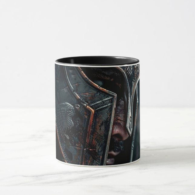 Arte de Linha Abstrata Moderna Caneca Preta | Co M (Centro)